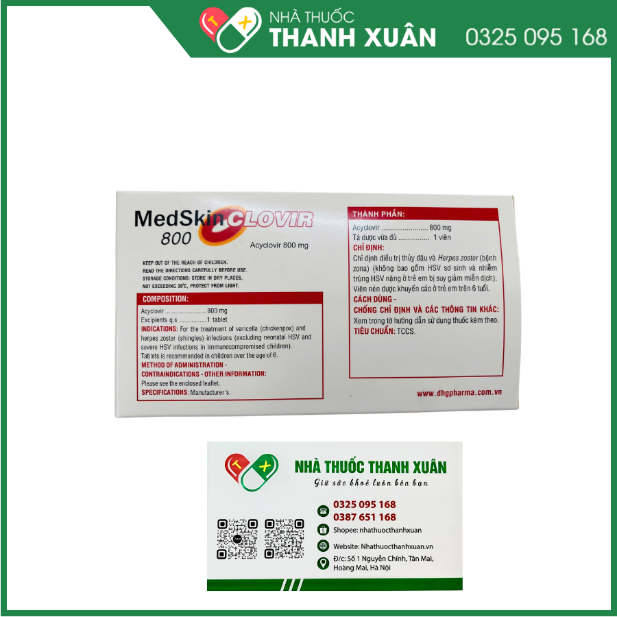 Medskin Clovir 800 điều trị Herpes, zona, thủy đậu